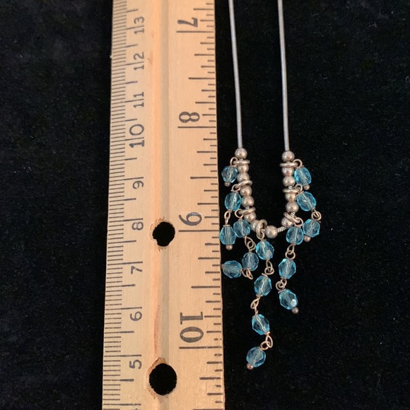 Ocean Blue Faceted Beaded Dangles Necklace with Lobster Clasp - Picture 7 of 7